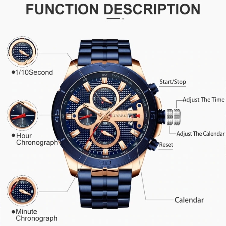 CURREN 8337 Quartz Watch Gold Silver Top Brand Casual Sport Clock Luxury Wristwatch for Men Fashion Chronograph