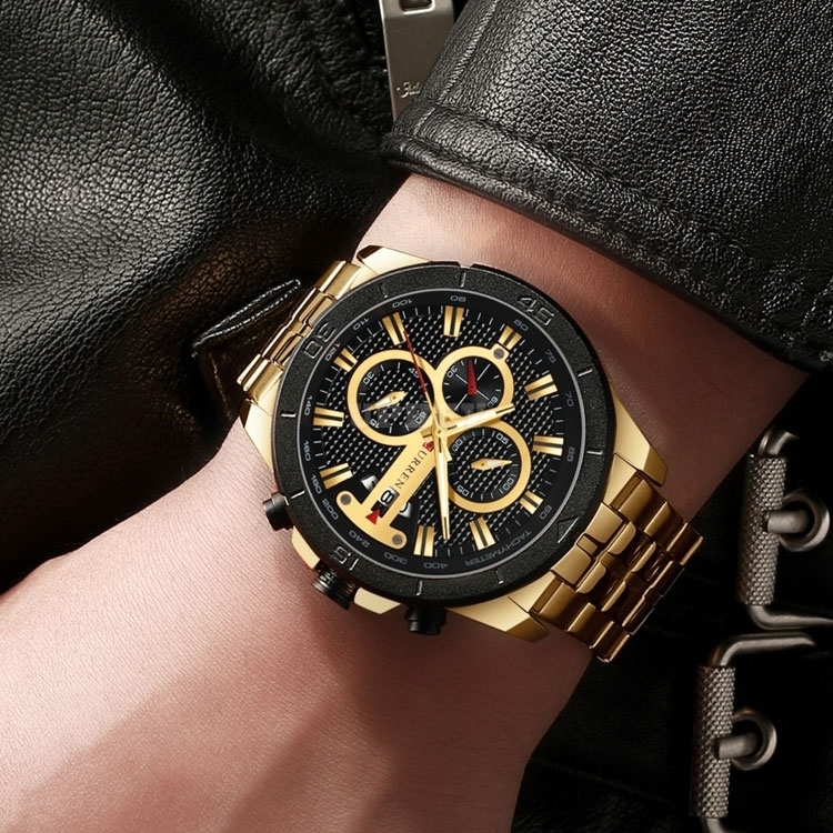 CURREN 8337 Quartz Watch Gold Silver Top Brand Casual Sport Clock Luxury Wristwatch for Men Fashion Chronograph