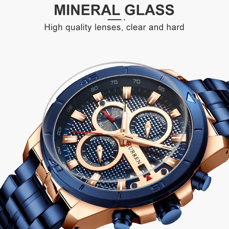 CURREN 8337 Quartz Watch Gold Silver Top Brand Casual Sport Clock Luxury Wristwatch for Men Fashion Chronograph