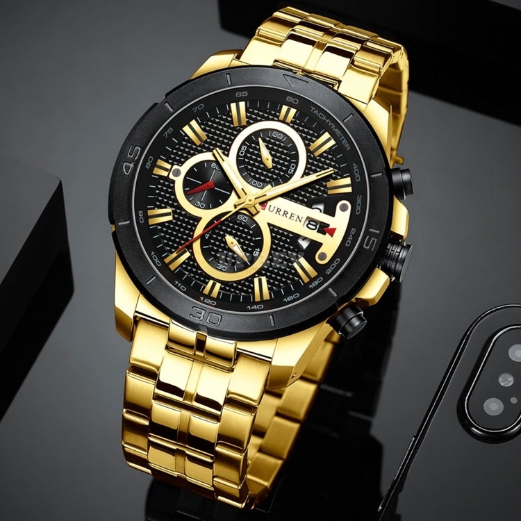 CURREN 8337 Quartz Watch Gold Silver Top Brand Casual Sport Clock Luxury Wristwatch for Men Fashion Chronograph