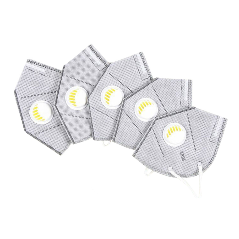 5pcs/set Disposable Activated Carbon Anti-smog Dustproof KN95 Respirator gray