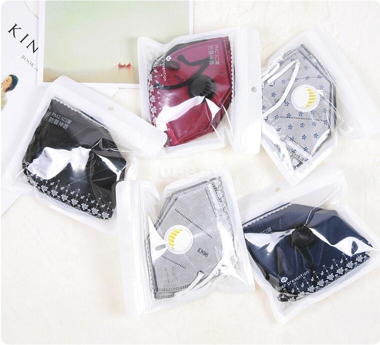 5pcs/set Disposable Activated Carbon Anti-smog Dustproof KN95 Respirator gray