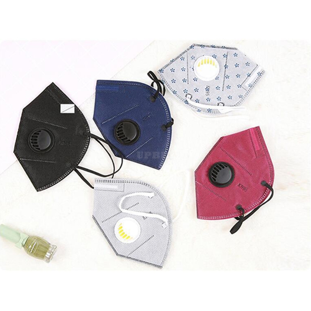 5pcs/set Disposable Activated Carbon Anti-smog Dustproof KN95 Respirator gray
