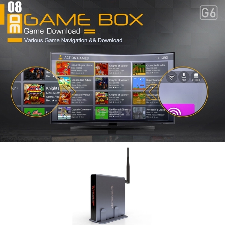 GOLDENSKY Game Box G6 2.4G WiFi Game Console Controller HDMI Classic TV Retro Arcade GBA N64 DC PS1 GBA PSP SNES PC Engine Mame