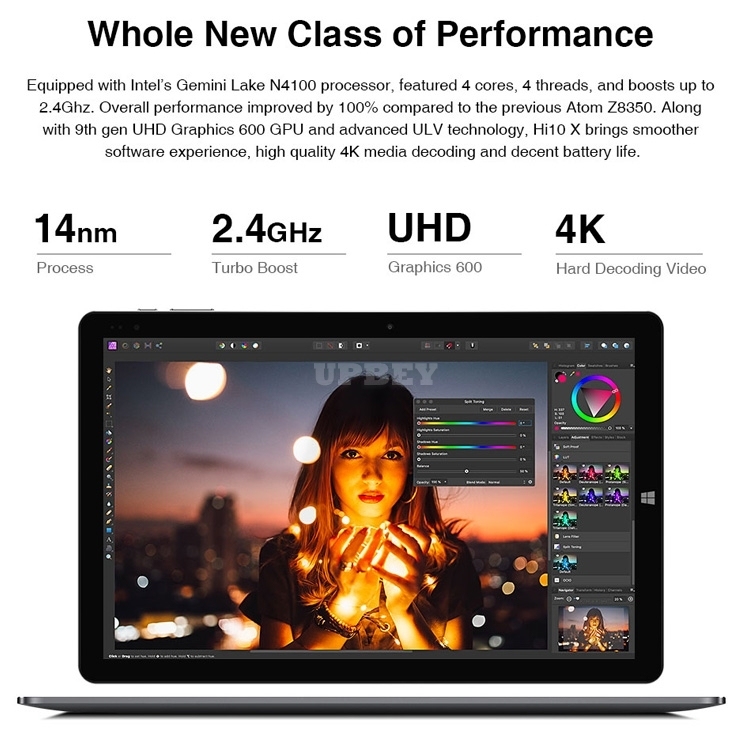 CHUWI Hi10 X 10.1 inch FHD Screen Intel N4100 Quad Core 6GB RAM 128GB ROM Windows Tablets Dual Band 2.4G/5G Wifi BT5.0 black_Tablet + Pen + Keyboard