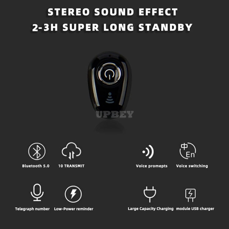 S650+ In-Ear Mini Bluetooth v5.0 Mono Earphone Wireless Headset USB Invisible Earbuds Handsfree with Mic for Smartphone