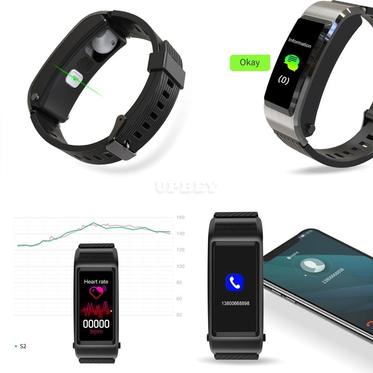 2in1 Multi-Function S2 Elegant Band Sport Smart Watch Fitness Bracelet Heart Rate Blood Pressure Female Wristband + Mono Bluetooth Headset
