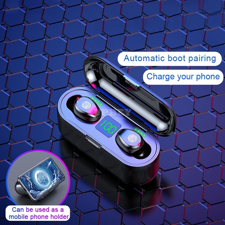 AMOI F9 Wireless Earphone Bluetooth V5.0 TWS Headphone LED Display With 2000mAh Power Bank Headset With Microphone