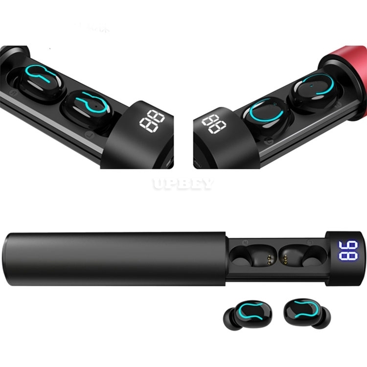 Q19 Tube Wireless Earphone Bluetooth V5.0 TWS Headphone 2600mAh Charging Bin LED Display Earbuds Headset Microphone