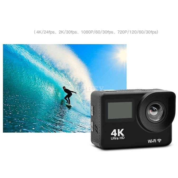 AK-S8 Sport Camera 4K / 24 fps Wifi Wide HD Double Display IPX8 Remote + Accessories