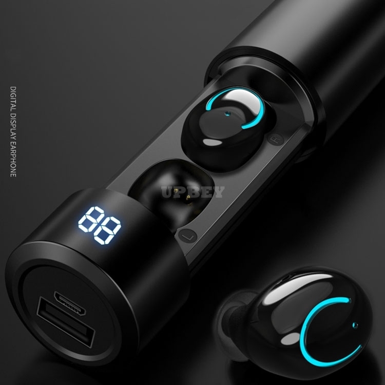 Q19 Tube Wireless Earphone Bluetooth V5.0 TWS Headphone 2600mAh Charging Bin LED Display Earbuds Headset Microphone