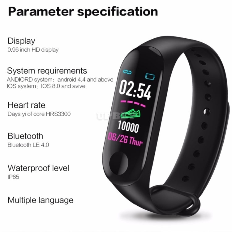 SmartWatch M3 Plus Sport Fitness Wristband Tracker Bracelet Band Heart Rate