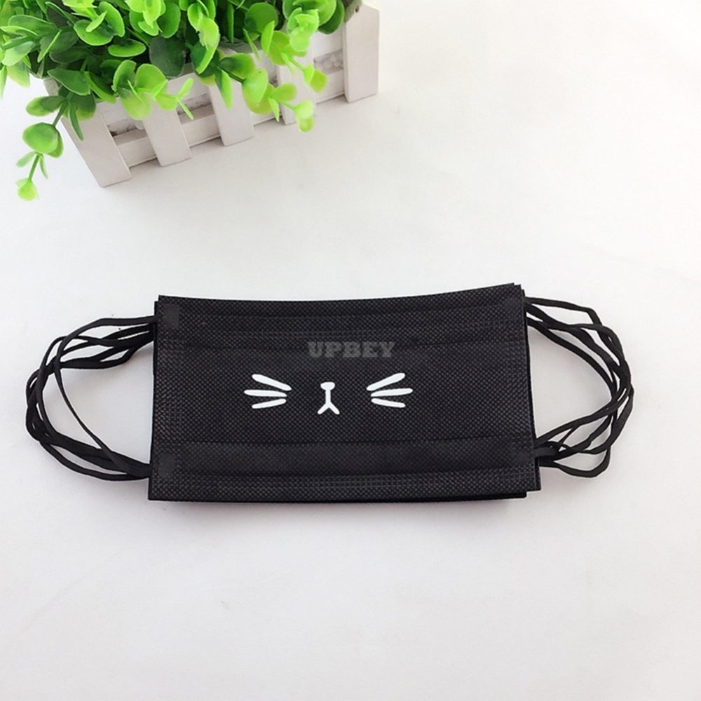 10PCS Disposable Black Mischievous Breathable Mouth Mask Anti-Dust Face Masks As shown in figure 3
