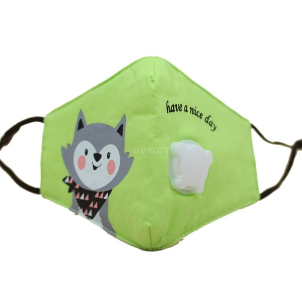 PM2.5 Kid Respirator Anti-haze Dustproof Mask Activated Carbon Filters Cotton Breathable with Breathing Valve Green