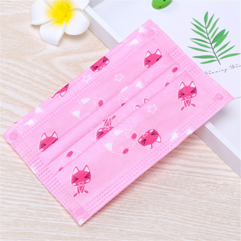10Pcs/bag Disposable Kid Respirator PM2.5 Anti-haze 3-layer Dustproof Mask Colorful Printing B
