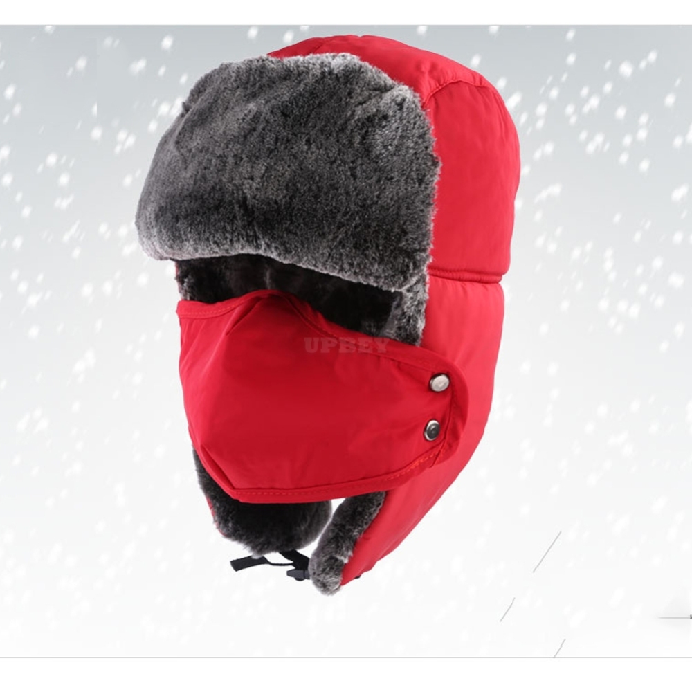 Couple Women Men Winter Waterproof Velvet Warm Winter Earmuffs Hat Cap red_L (58-60cm)