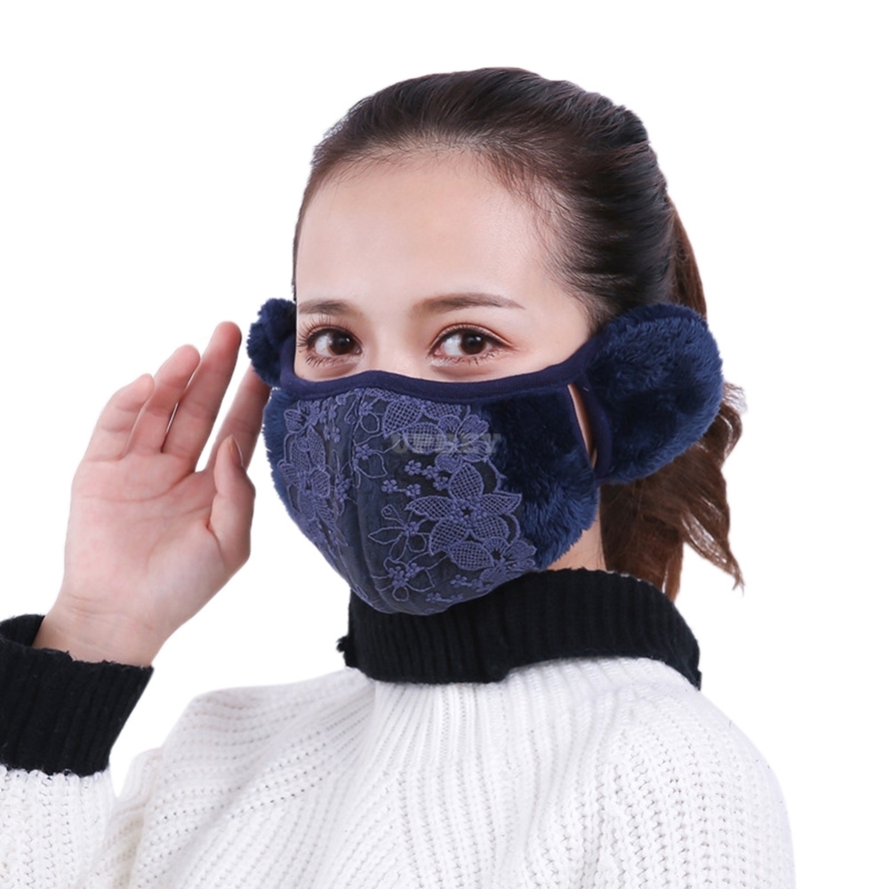 2 in 1 Unisex Warm Ear Cover + Dust-proof Mask Perfect Wear Accessory for Winter Navy