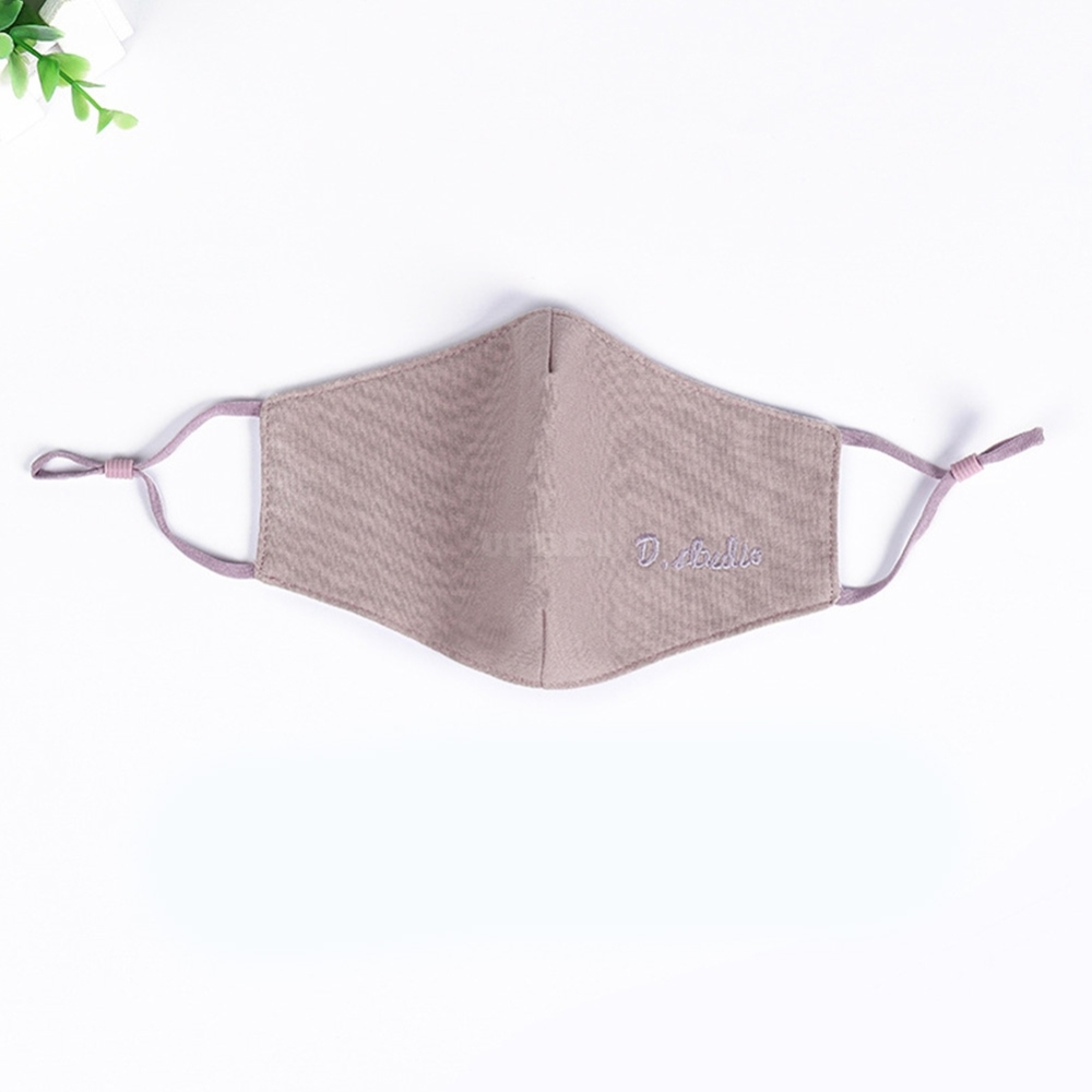 Women Warm Mask Autumn Winter Dust-proof Breathable Riding Cotton Embroidery Letter Mask Purple pink_One size