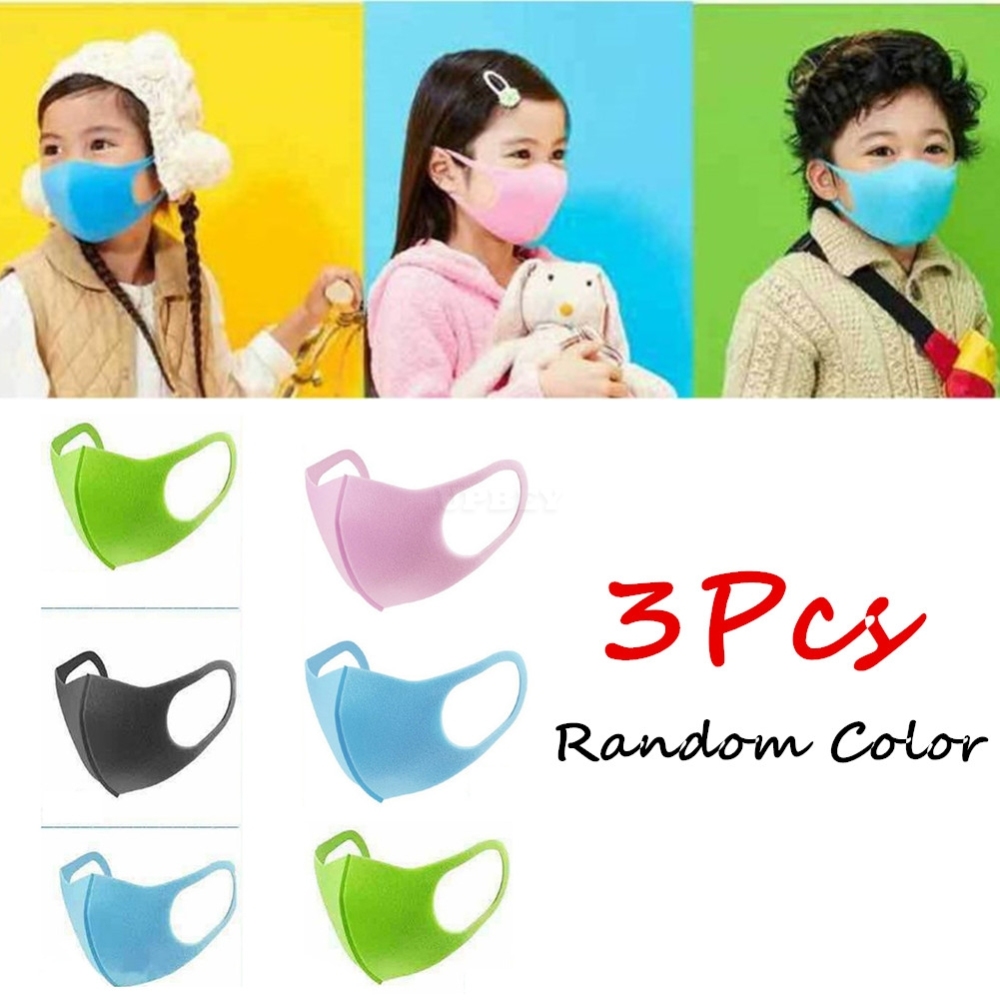 3Pcs PM2.5 Kid Respirator Anti-haze Mask Breathable Washable PU Sponge Dustproof Random Color Boys 3pcs
