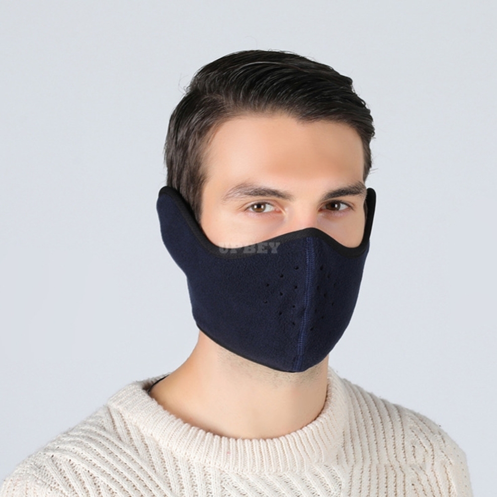Winter Outdoor Ski Mask Cycling Warm Riding Mask Headgear Windproof Mask Ear Mask Navy_Free size