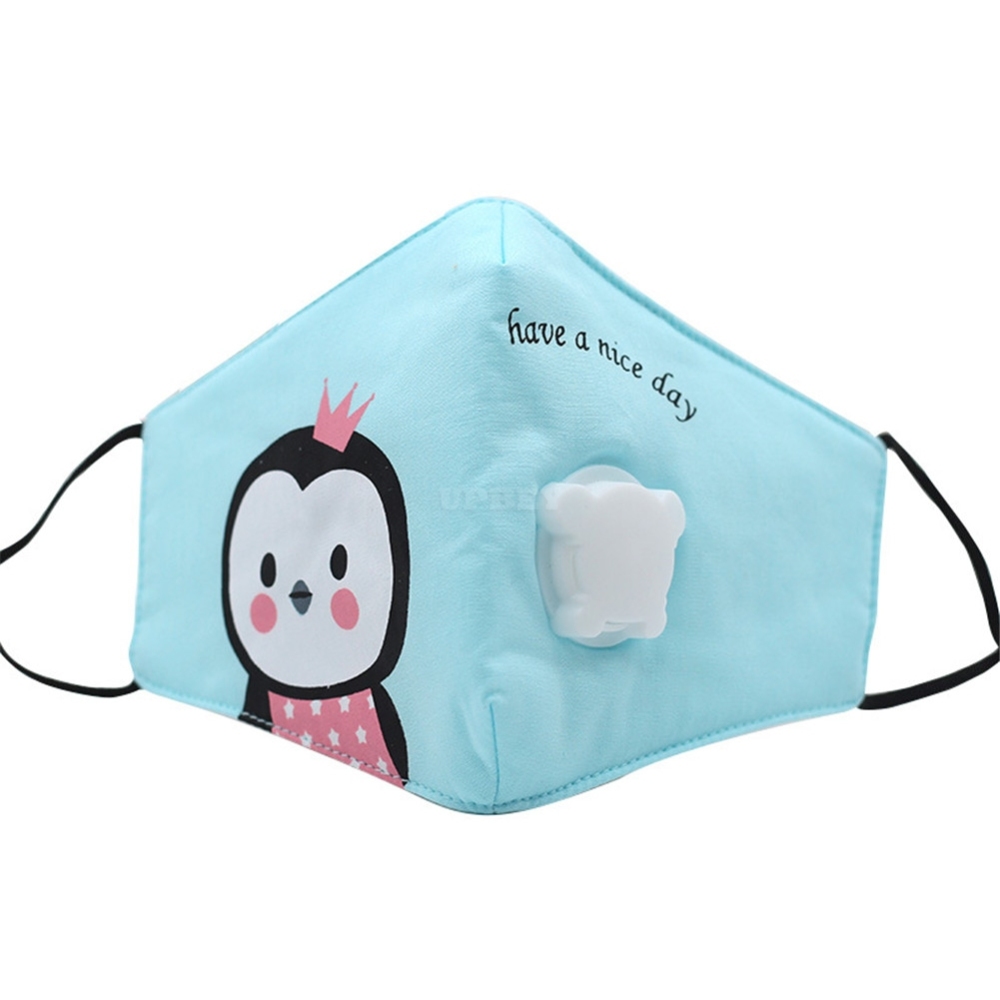 PM2.5 Kid Respirator Anti-haze Dustproof Mask Activated Carbon Filters Cotton Breathable with Breathing Valve Blue