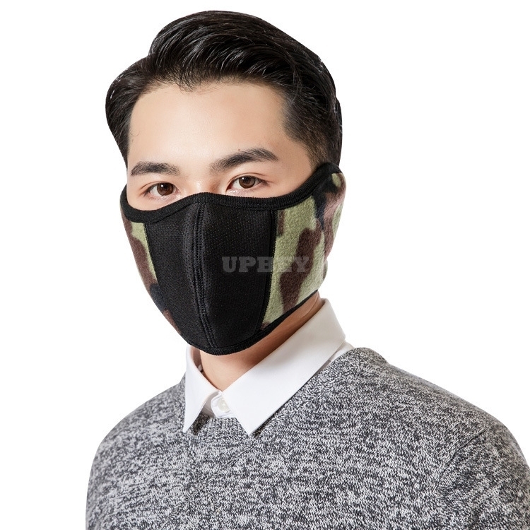 Man Women Winter Warm Polar Fleece Mouth Mask Ear Mask Respirator Earmuffs Camouflage_Free size