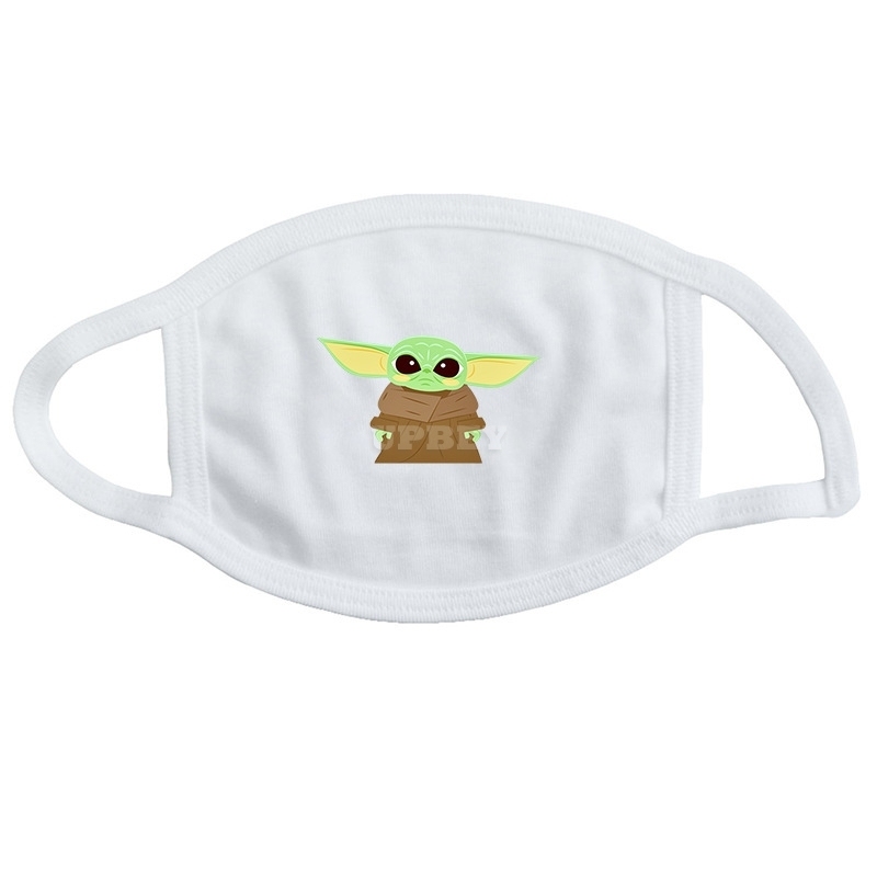 Fashionable Breathable Star Wars Yoda Baby Black White Print Mouth Protection Dust-proof Mask white-D_One size