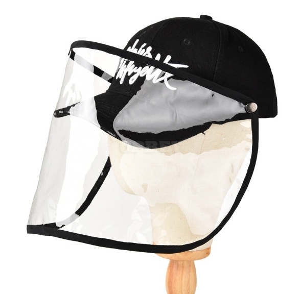 Men Women Bucket Cap Anti-foaming Outdoor Baseball Protective Detachable Cap Baseball cap black B