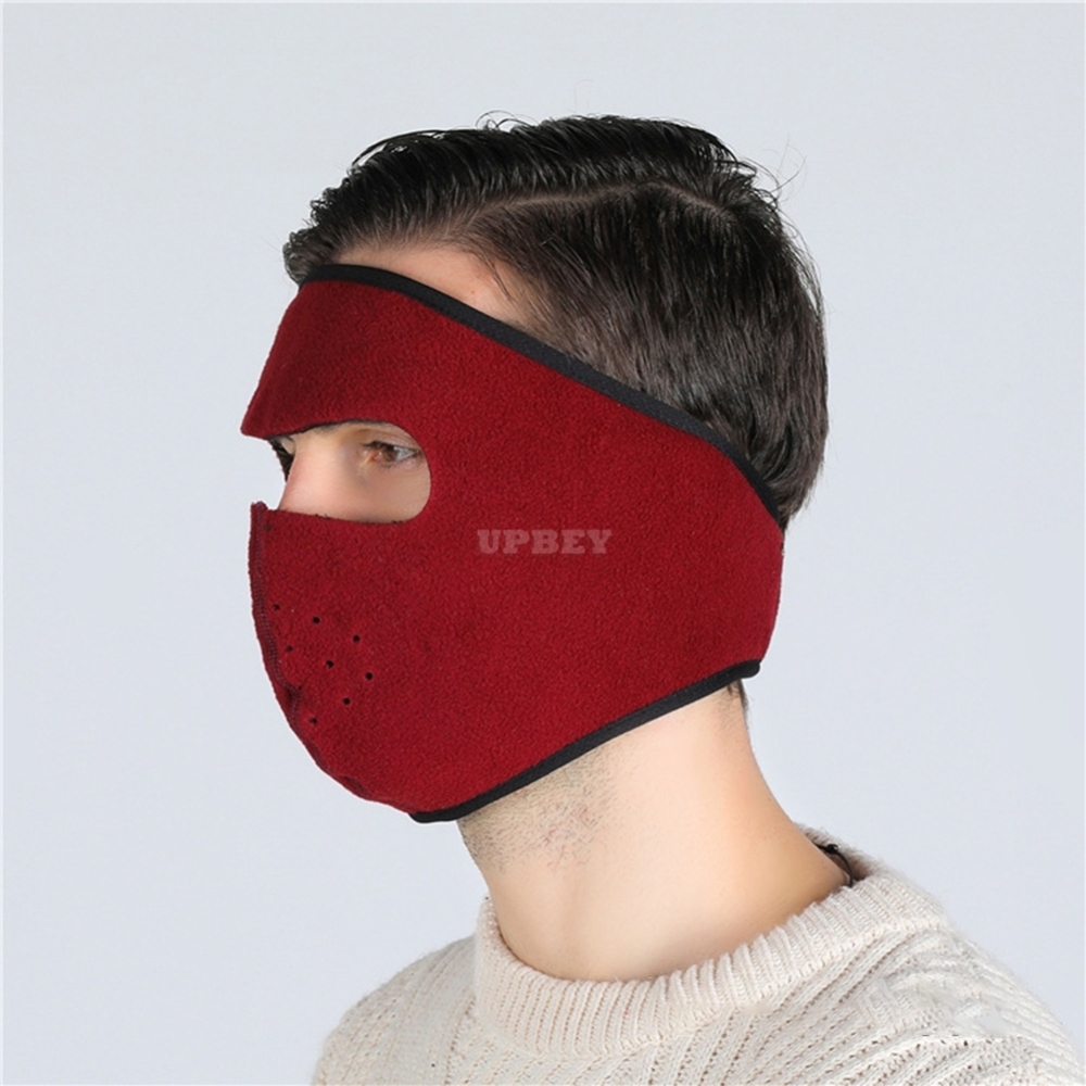 Motorcycle Cycling Ski Cold Winter Cold-proof Ear Warmer Sports Half Face Mask Wine red_free size