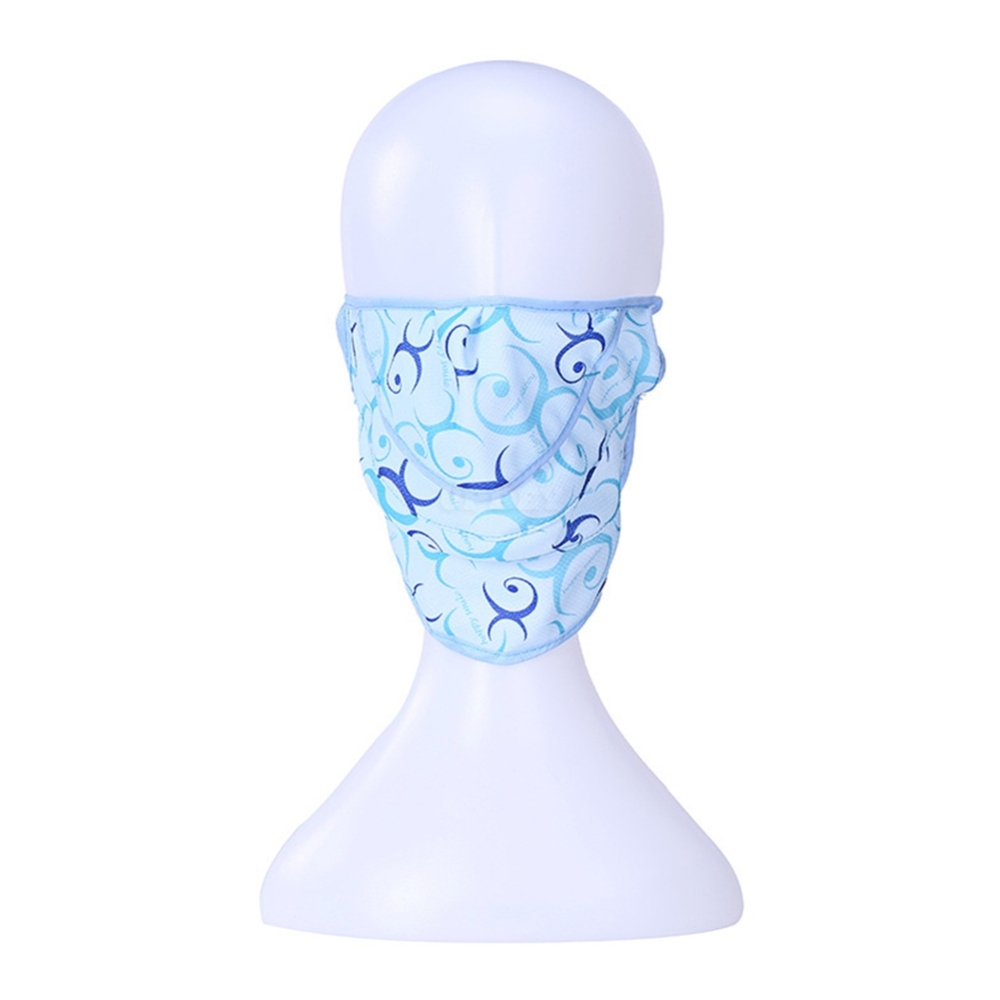 Outdoor Cycling Mask Anti-UV Adjustable Windproof Face Neck Cover  Blue flower_One size