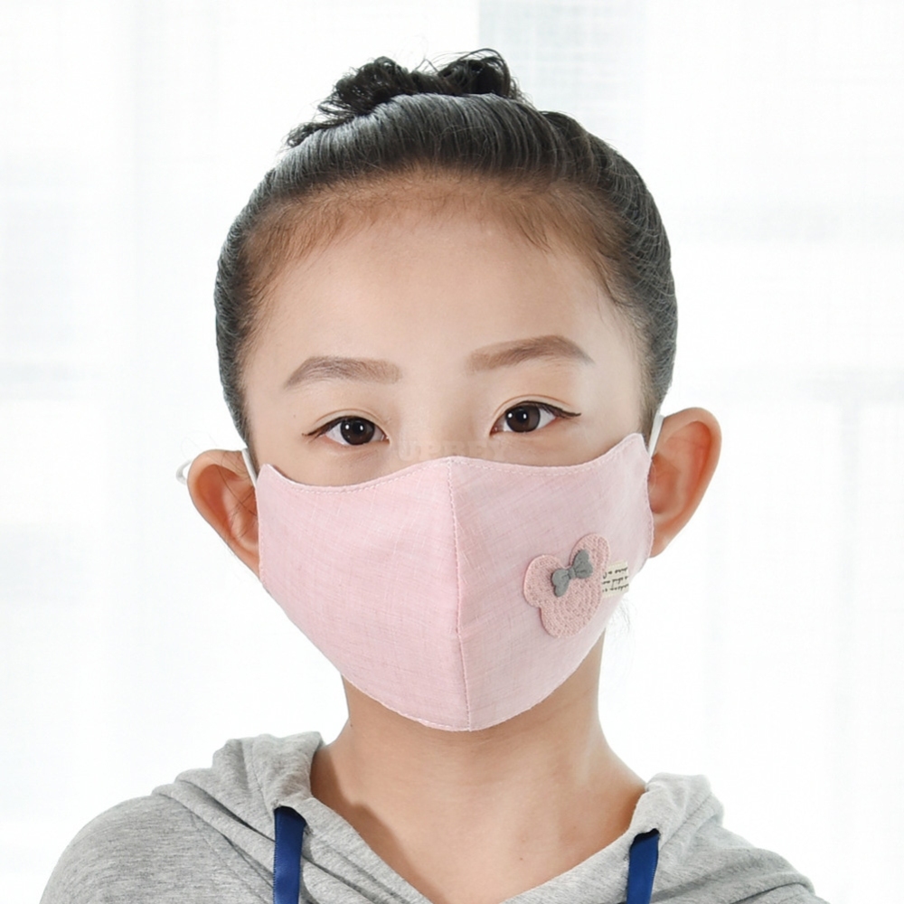 Kid Autumn Winter Cotton Mask Cartoon Breathable Dust-proof Boy Girl Cute Mask Pink
