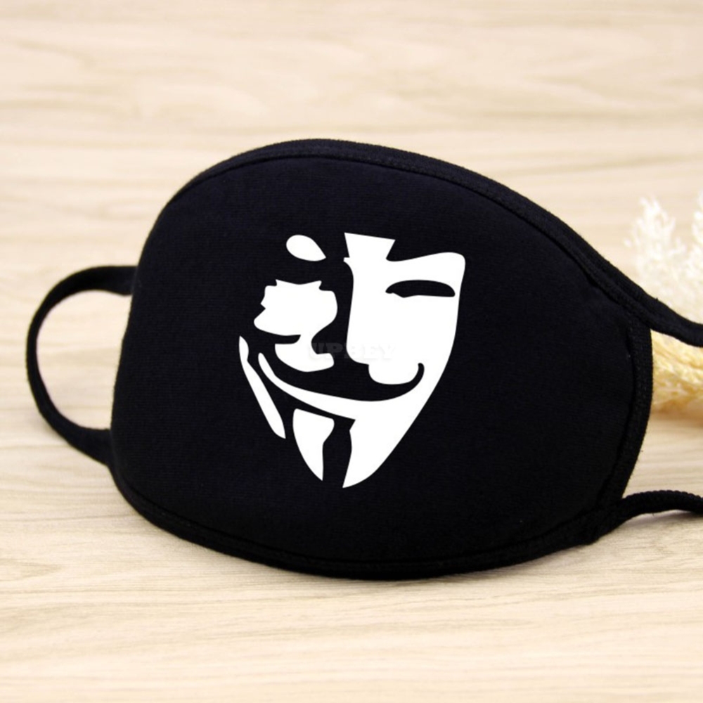Men Women Riding Cotton Mask Dust-proof Fashion Black Facial Expression Teeth Warm Mask KZ-3026