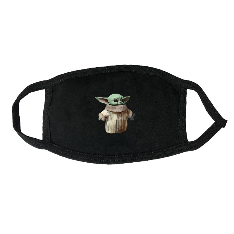 Fashionable Breathable Star Wars Yoda Baby Black White Print Mouth Protection Dust-proof Mask black-G_One size