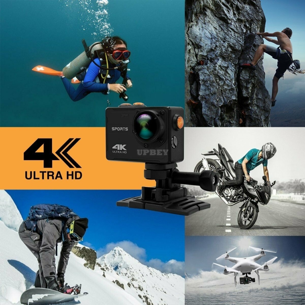 Pro Action Camera 4K WiFi Camcorder Waterproof DV Sports Camera Underwater Kit black