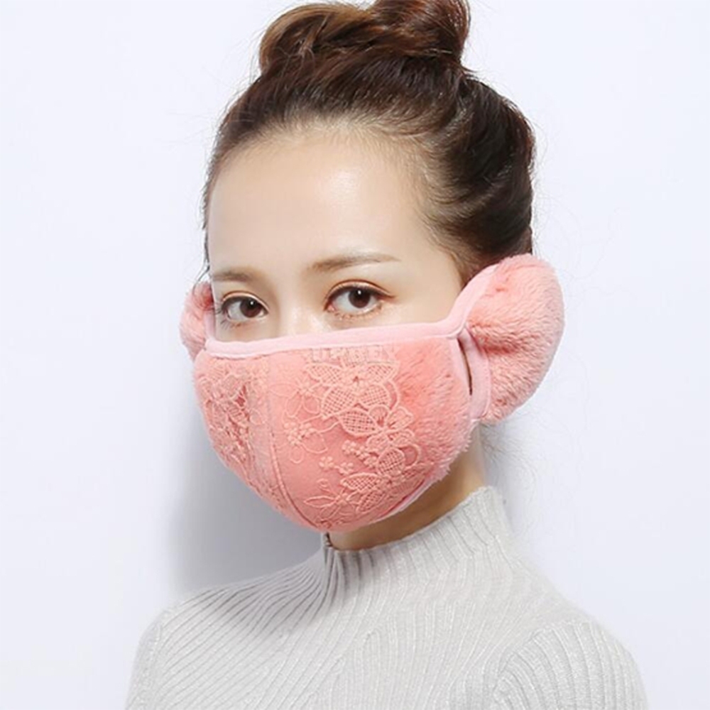 2 in 1 Unisex Warm Ear Cover + Dust-proof Mask Perfect Wear Accessory for Winter champagne