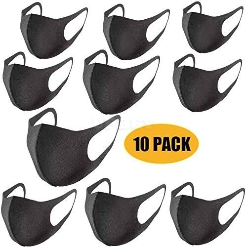 5pcs/10pcs Thin Face Sponge Mask Washable Breathable Reusable Windproof Dust-Resistant black_10PCS