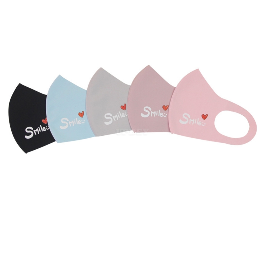 Men Women Fashion Washable Sunscreen Dust Haze Proof Mask Ice silk smile printing mixed color
