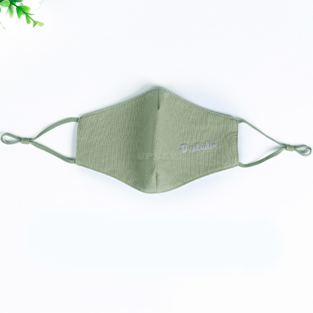 Women Warm Mask Autumn Winter Dust-proof Breathable Riding Cotton Embroidery Letter Mask Grey-green_One size