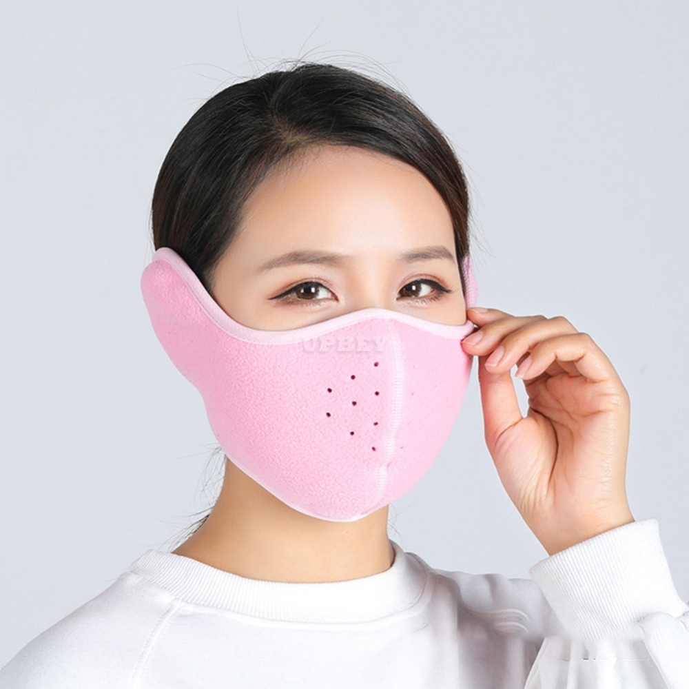 Winter Outdoor Ski Mask Cycling Warm Riding Mask Headgear Windproof Mask Ear Mask Pink_Free size