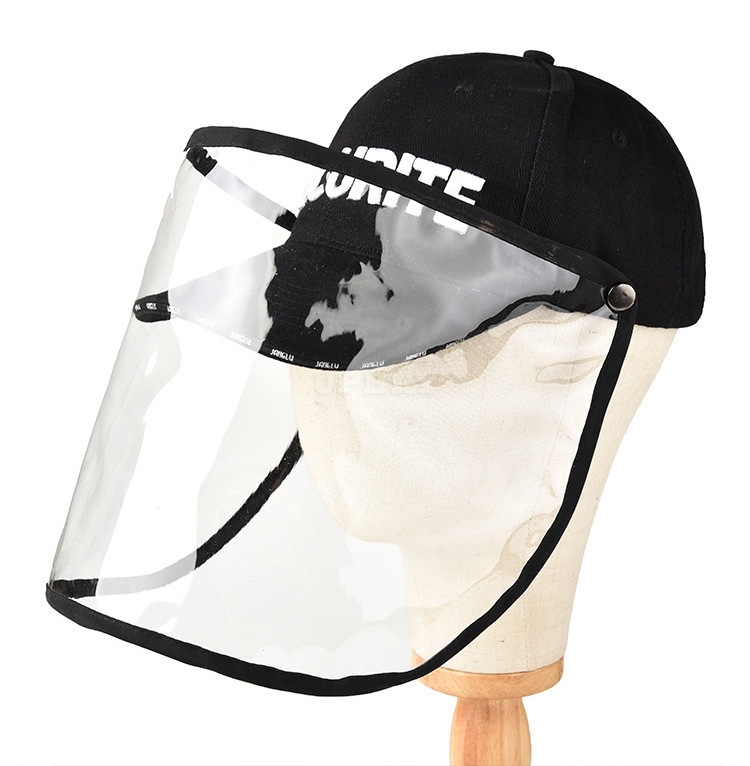 Men Women Bucket Cap Anti-foaming Outdoor Baseball Protective Detachable Cap Baseball cap black A