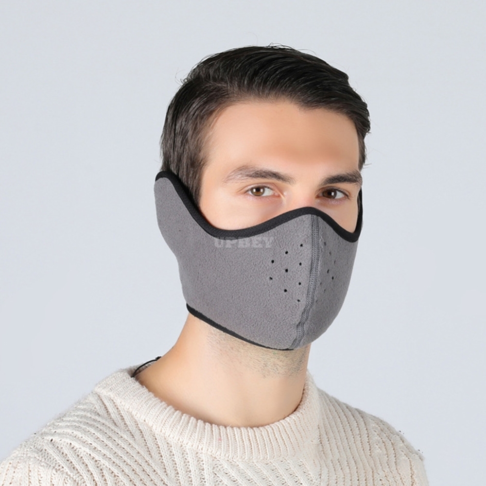Winter Outdoor Ski Mask Cycling Warm Riding Mask Headgear Windproof Mask Ear Mask Light gray_Free size
