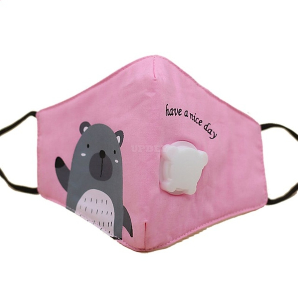 PM2.5 Kid Respirator Anti-haze Dustproof Mask Activated Carbon Filters Cotton Breathable with Breathing Valve Pink