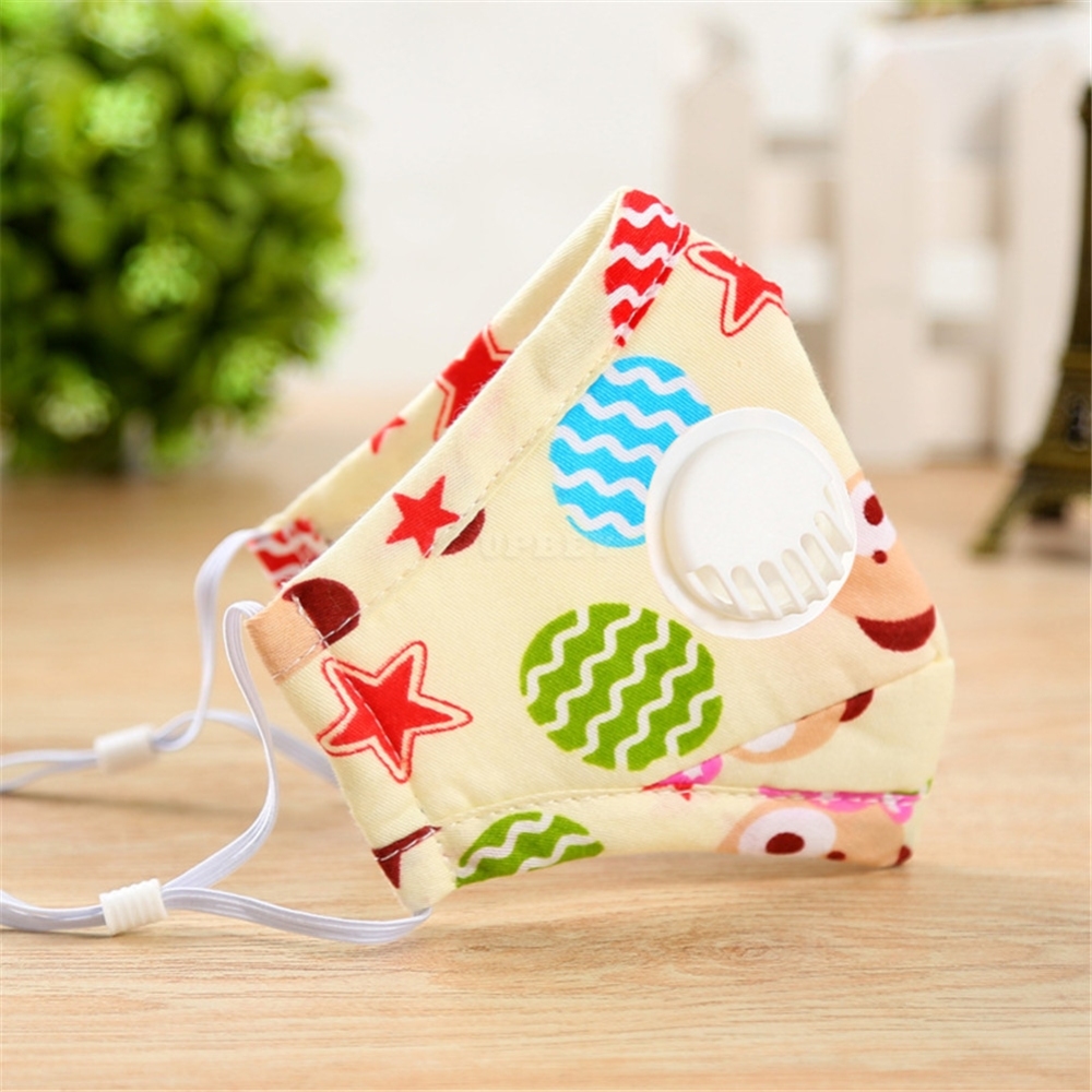PM2.5 Baby Respirator Autumn Winter Anti-haze Dustproof Mask Activated Carbon Filters Cotton with Breathing Valve Brown bear_0-3 years