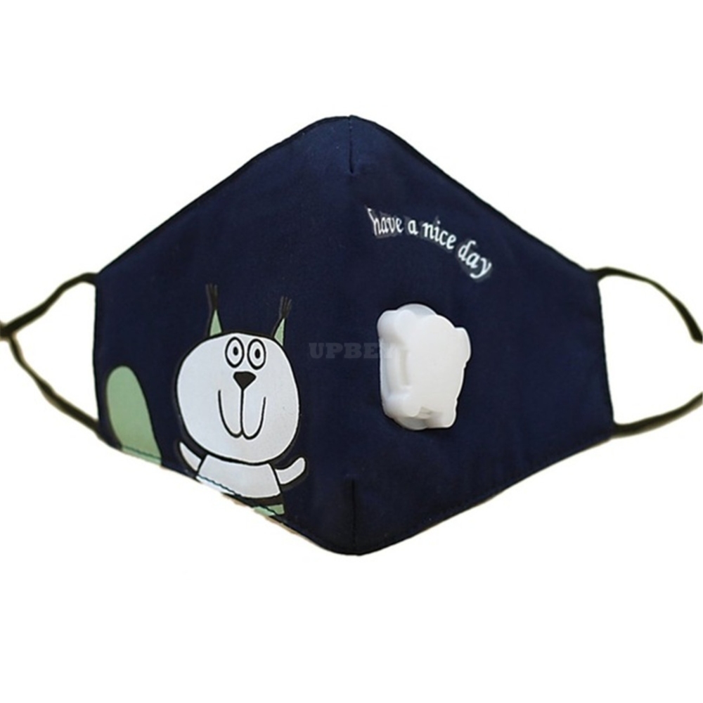 PM2.5 Kid Respirator Anti-haze Dustproof Mask Activated Carbon Filters Cotton Breathable with Breathing Valve Navy blue