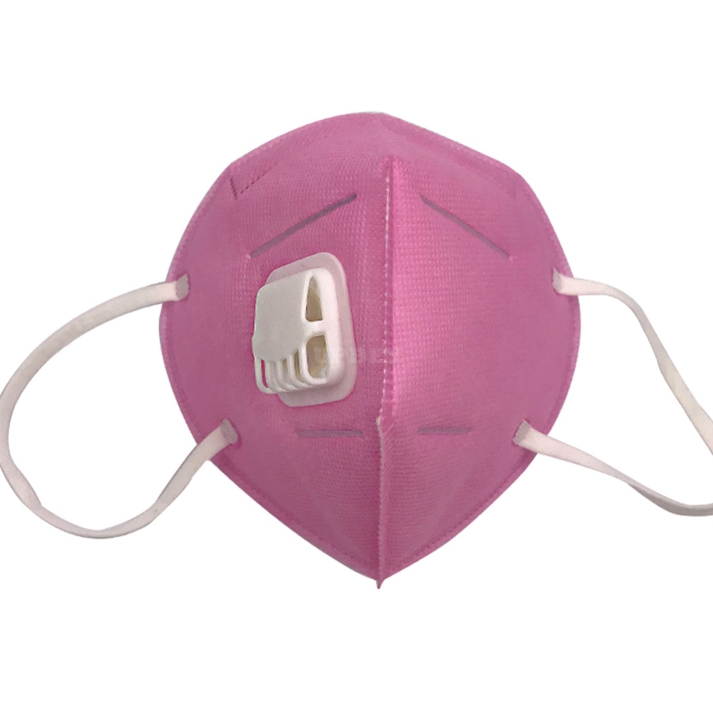 2pcs Disposable High-grade Protective Mask Face Anti Pollution Air Filter Mask Breathable Dustproof Mask Pink with breathing valve