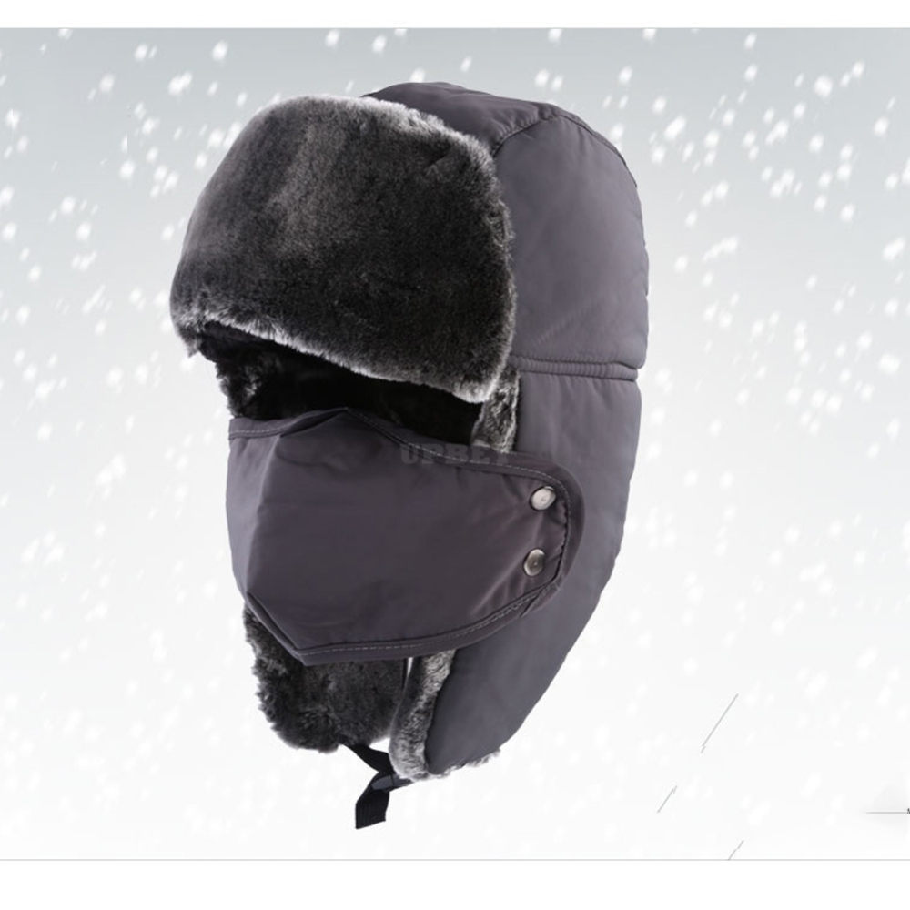 Couple Women Men Winter Waterproof Velvet Warm Winter Earmuffs Hat Cap gray_L (58-60cm)