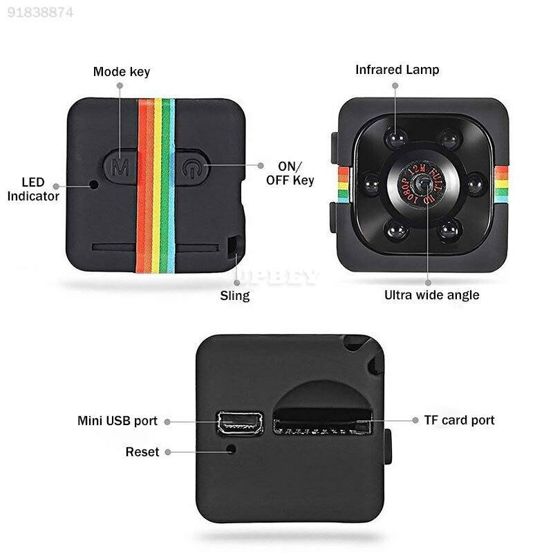 SQ11 Full HD 1080P Mini Car DV DVR Camera Dash Cam with IR Night Vision - All Black