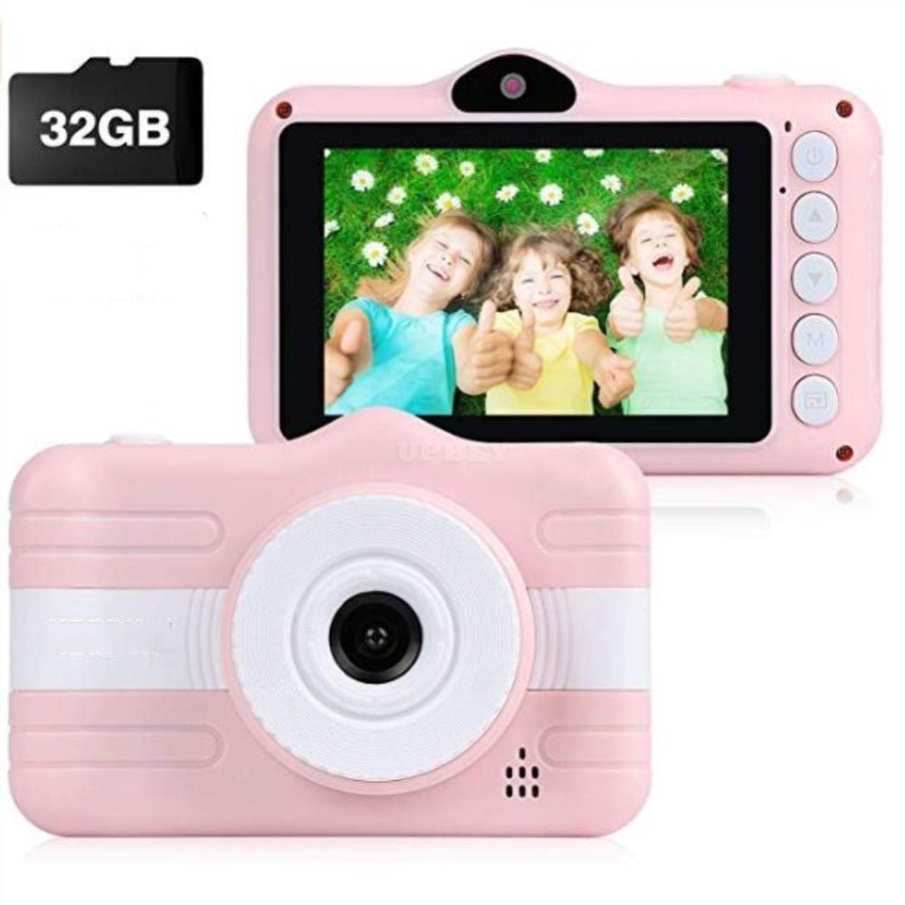 HD Digital Camera for Kids Creeative Dual Cameras Mini Camera Pink + 32G