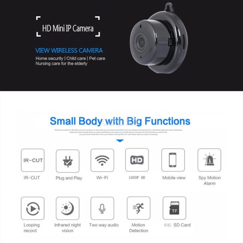 Wireless Mini WIFI IP Camera HD 1080P Home Security Camera with Night Vision  UK plug