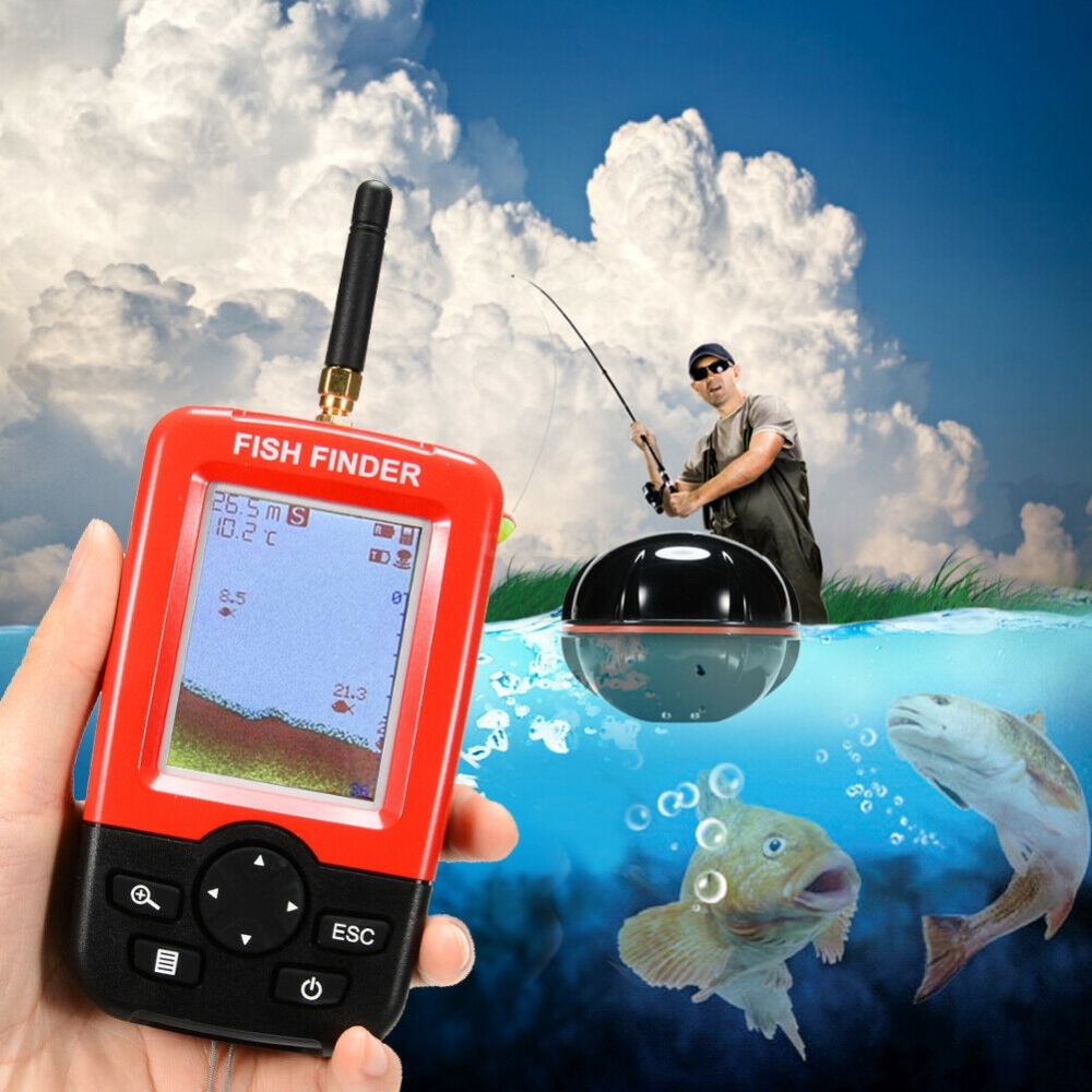 Wireless Sonar Sensor Portable Smart Fish Finder 100M Depth Range Sound Finder Selectable Test Sensitivity black